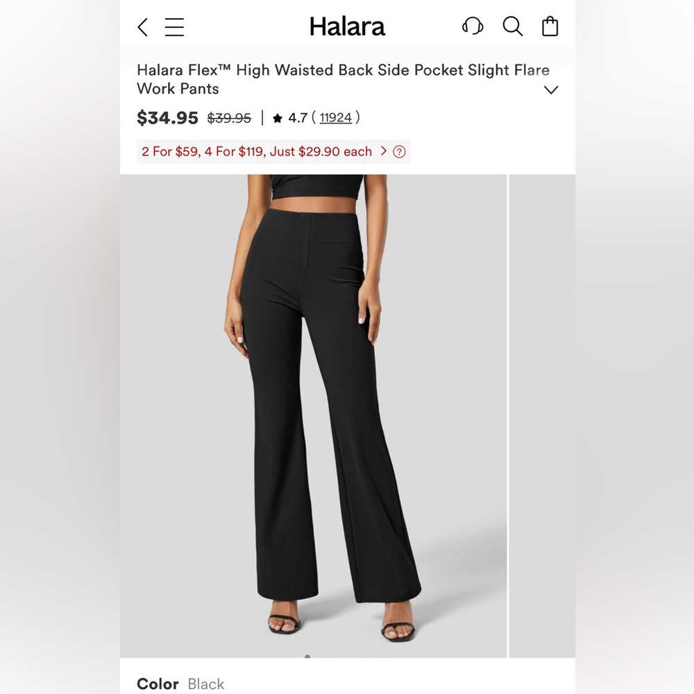 HALARA flare work pants.